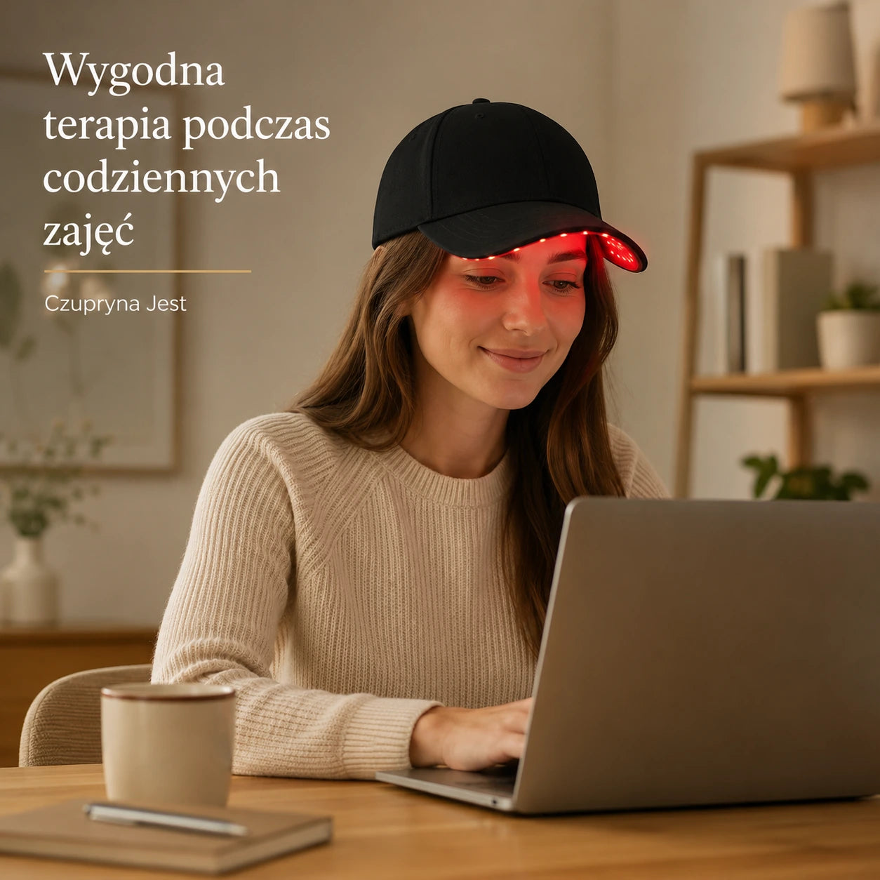 Czupryna Jest ™ Czapka LED z czerwonym światłem do pielęgnacji skóry głowy