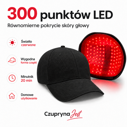 Czapka LED – 300 punktów LED i minutnik 20 minut