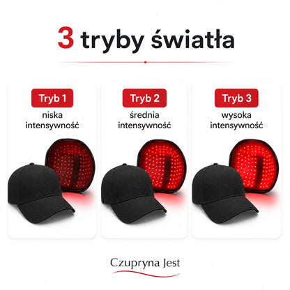 Czupryna Jest ™ Czapka LED z czerwonym światłem do pielęgnacji skóry głowy