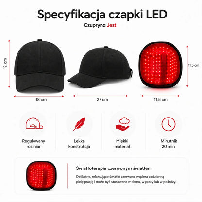 Czapka LED – specyfikacja i minutnik 20 minut